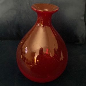 Hand blown art glass vase in red